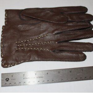 Ladies Brown Deerskin Gloves Sz S Winter Weather Gear Tanned in NY Hand Stitched